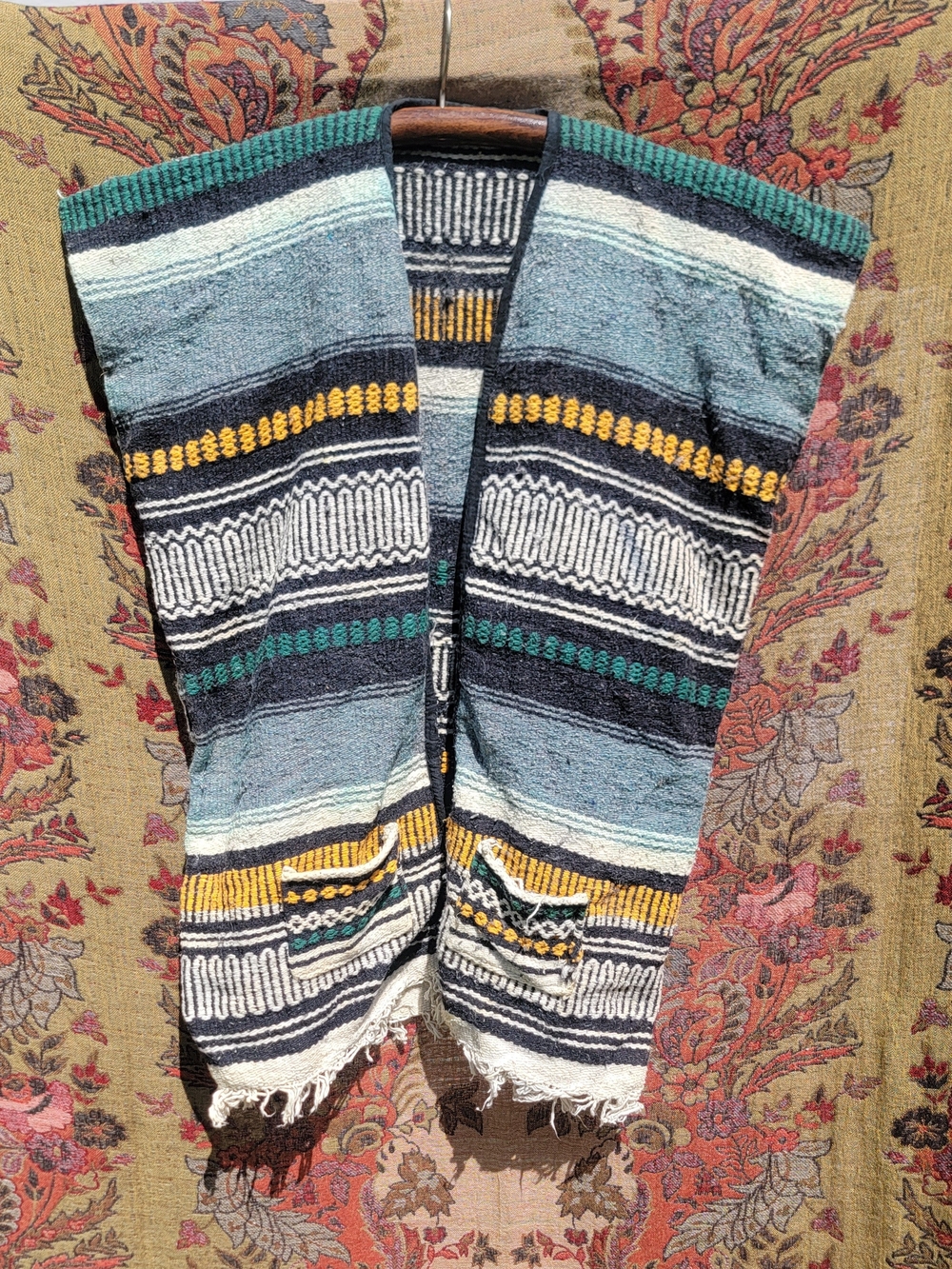 Boho Southwestern Striped Fringe Vest Festival Layering Hippie Sleeveless - Picture 5 of 5